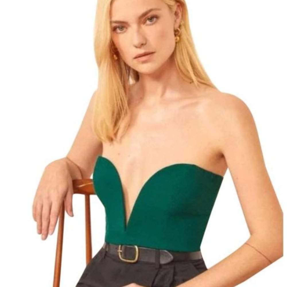 Reformation Remy Top in Emerald